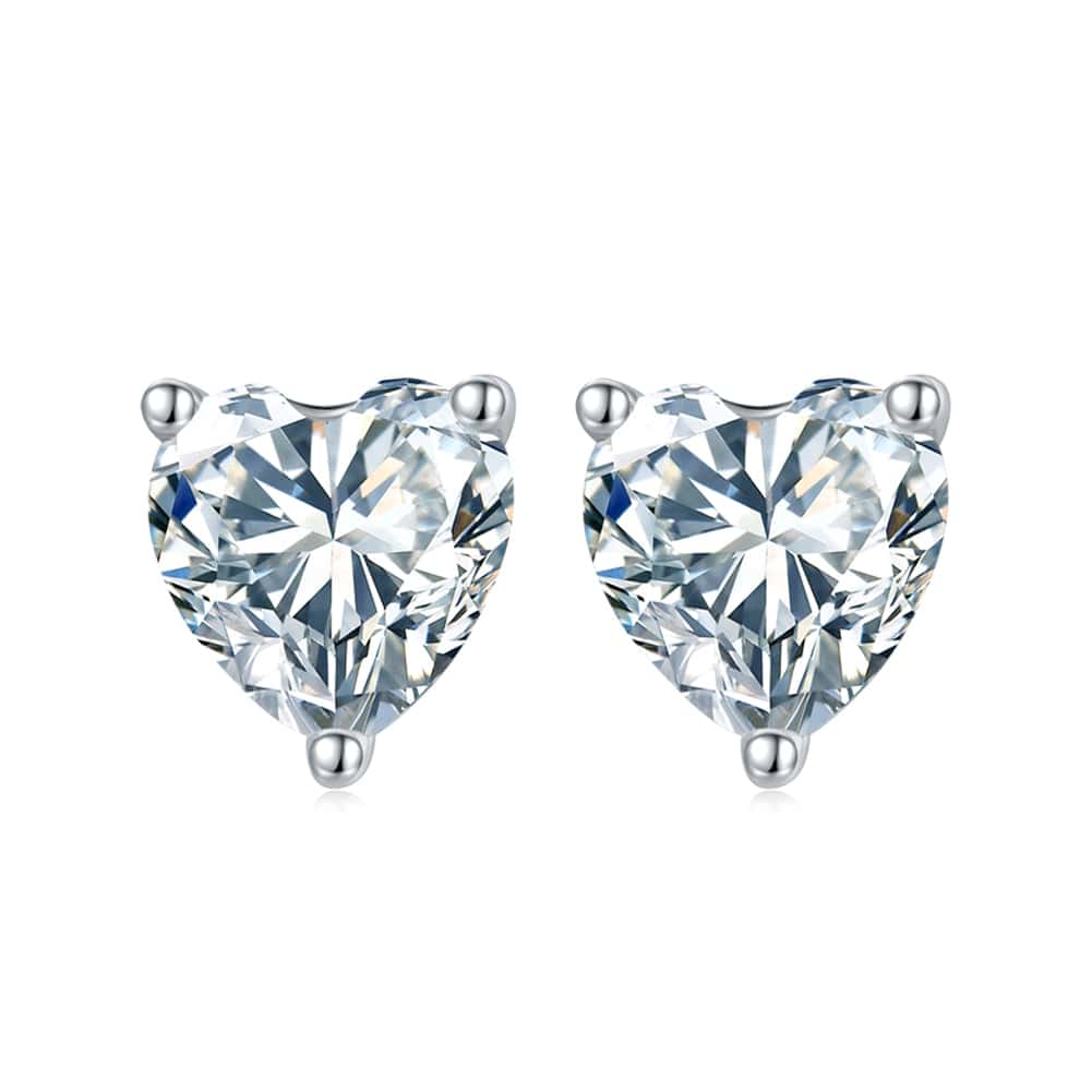 Jewelry SME14 925 Sterling Silver 1CTW 6.5mm  Heart Cut Moissanite Necklace Set