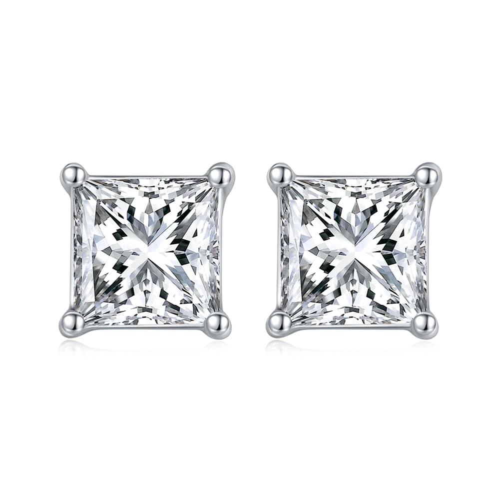Jewelry SME16 Wedding Set  Princess Cut -  925 Sterling Silver - Genuine Moissanite Necklace Set