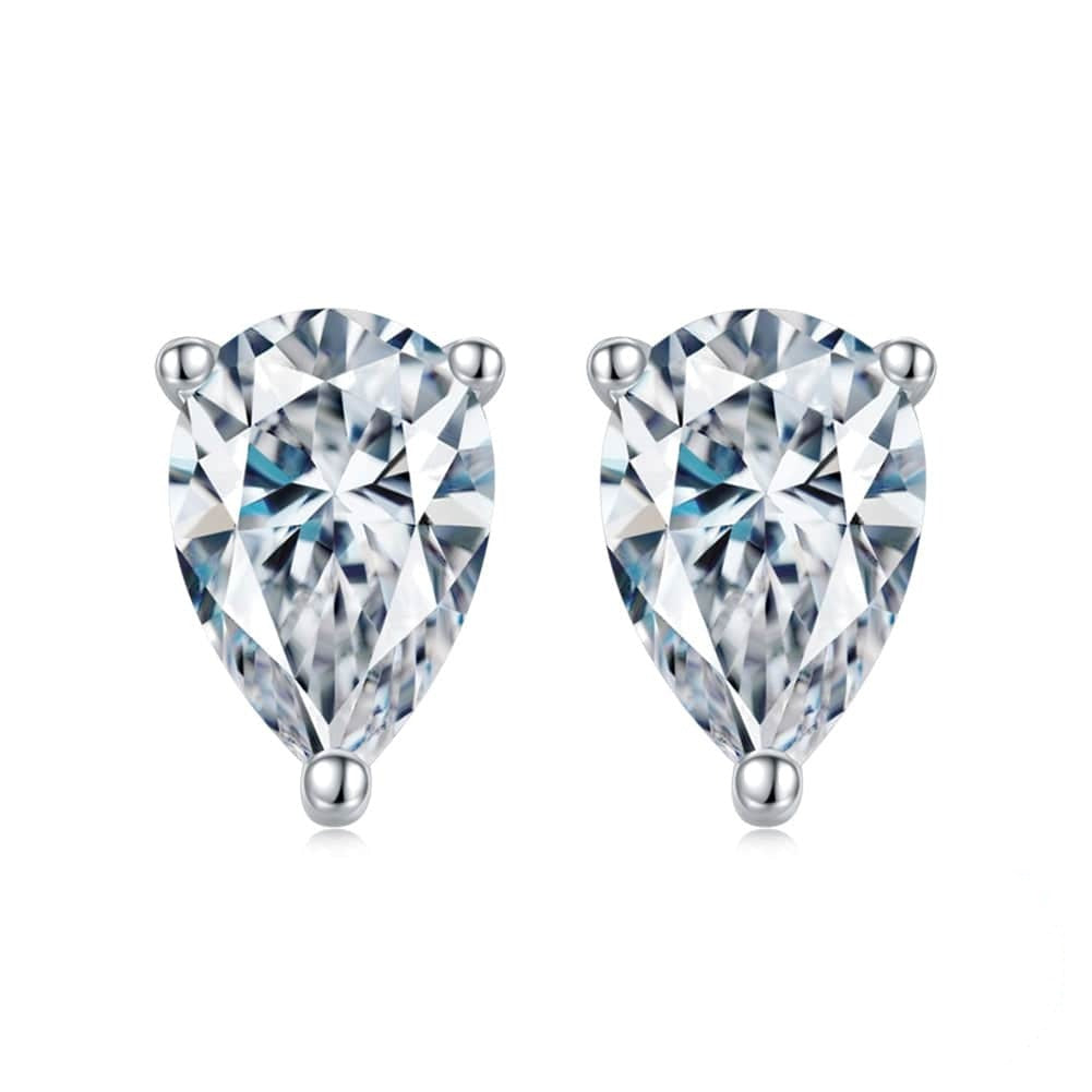 Jewelry SME17 925 Sterling Silver - 0CTW Pear Cut Moissanite  Necklace Set