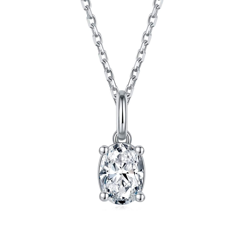 Jewelry SMN30 RINNTIN SMN30 Moissanite Pendant Necklace Set DE Color Oval Cut Diamond Sterling Silver Necklace Set for Women