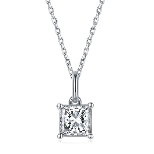 Jewelry SMN33 Wedding Set  Princess Cut -  925 Sterling Silver - Genuine Moissanite Necklace Set