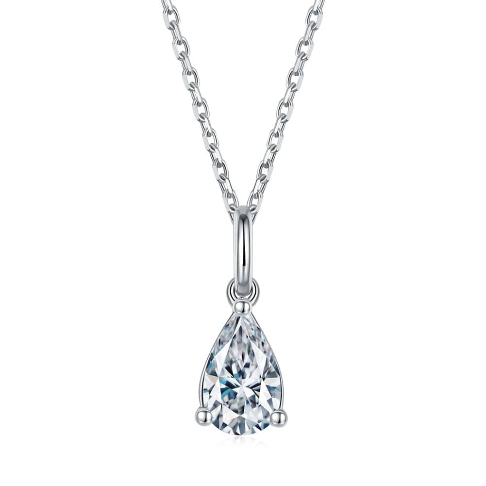 Jewelry SMN34 925 Sterling Silver - 0CTW Pear Cut Moissanite  Necklace Set