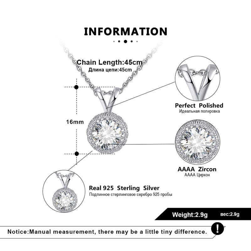 Jewelry SN215+SE231 S925 Sterling Silver  Necklace - Big Cubic Zircon Jewelry