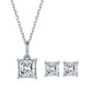 Jewelry Wedding Set  Princess Cut -  925 Sterling Silver - Genuine Moissanite Necklace Set