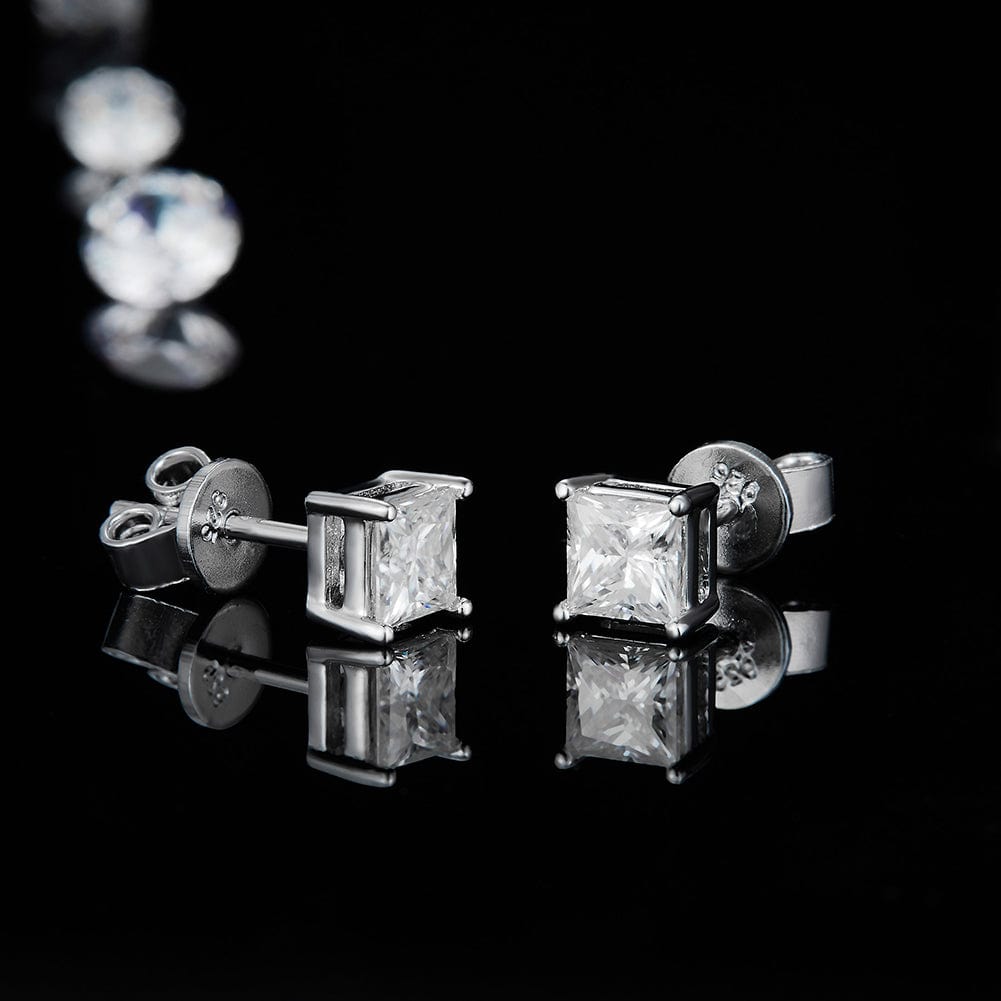 Jewelry Wedding Set  Princess Cut -  925 Sterling Silver - Genuine Moissanite Necklace Set