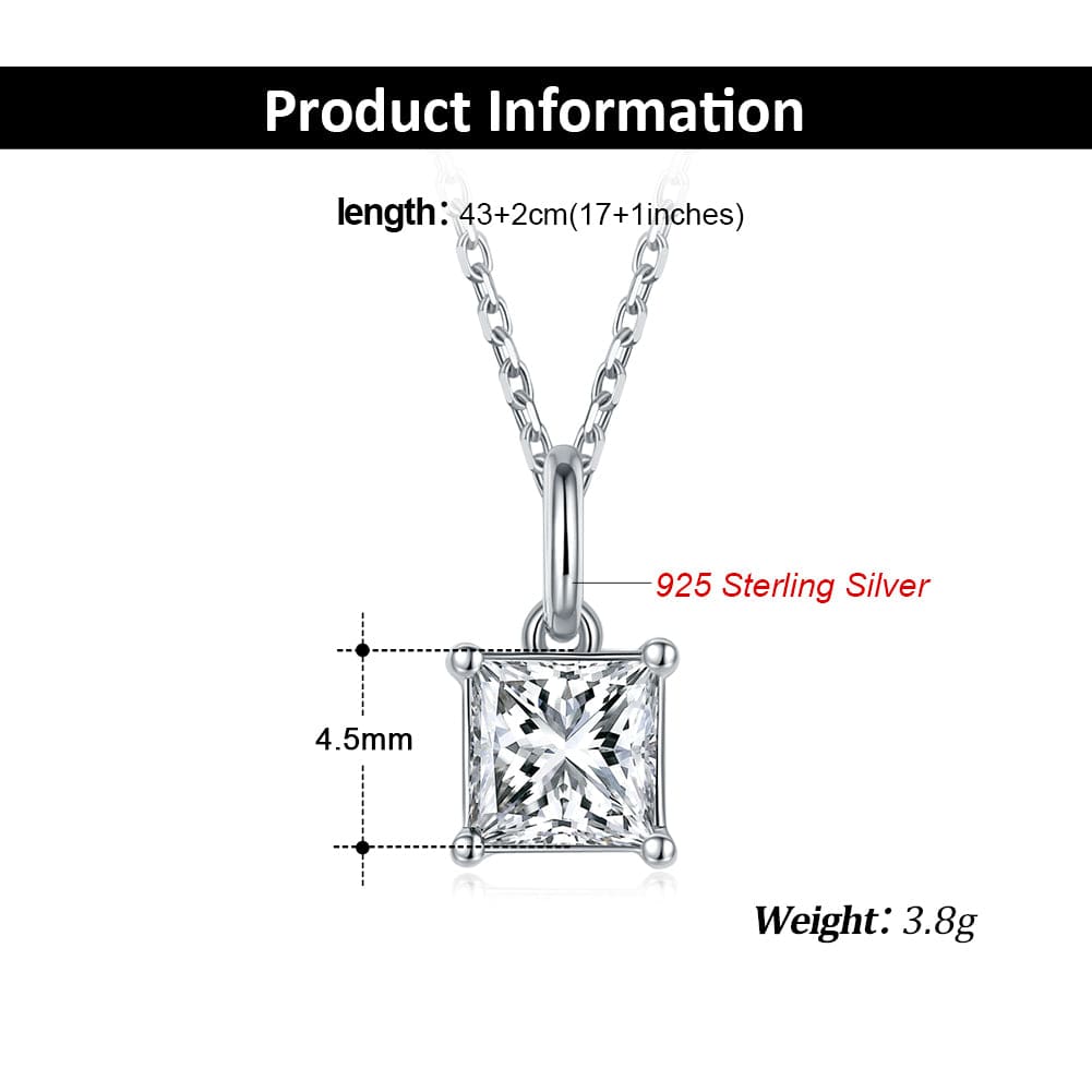 Jewelry Wedding Set  Princess Cut -  925 Sterling Silver - Genuine Moissanite Necklace Set