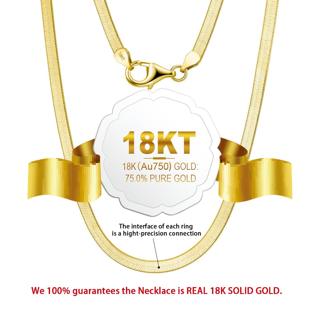 18K Solid Gold Box Chain Necklace Unisex