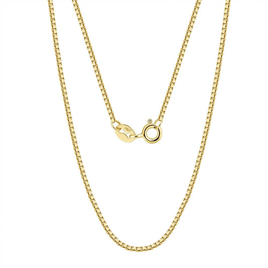 Real 18K Solid  0.8mm Box Chain for Women Pure Gold J