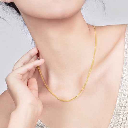 18K Pure Solid Gold Chain -  Latest 0.8mm Box Chains
