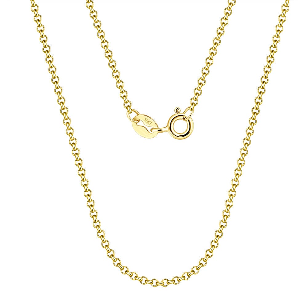 Real 18K Solid  1.3mm Rolo Chain fPure Gold Jewelry