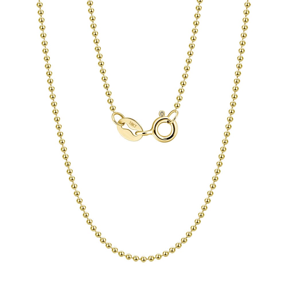 Real 18K Solid   Gold 1.2mm Diamond-Cut Bead Chain