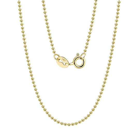 Real 18K Solid   Gold 1.2mm Diamond-Cut Bead Chain