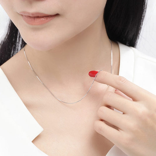 Real 18K Solid Yellow Gold Necklace - Pure  0.6mm Box Chain  Jewelry