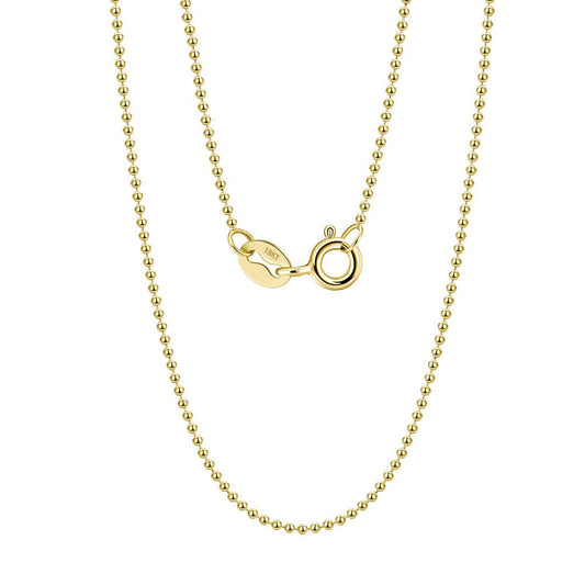 Real 18K Solid   Yellow Gold 1.0mm Diamond-Cut Bead Chain