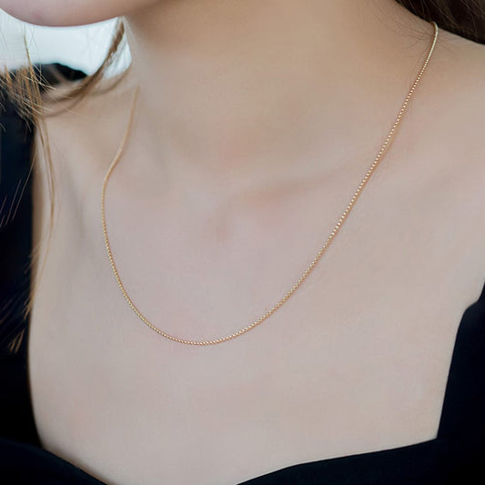 Real 18K Yellow  Solid Gold Chain -  Latest 1.0mm Rolo Necklace