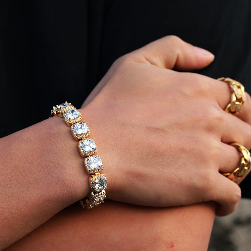 Rings 10mm Gold Plated Zircon Tennis Bracelet Iced Out Gemstone Bracelet