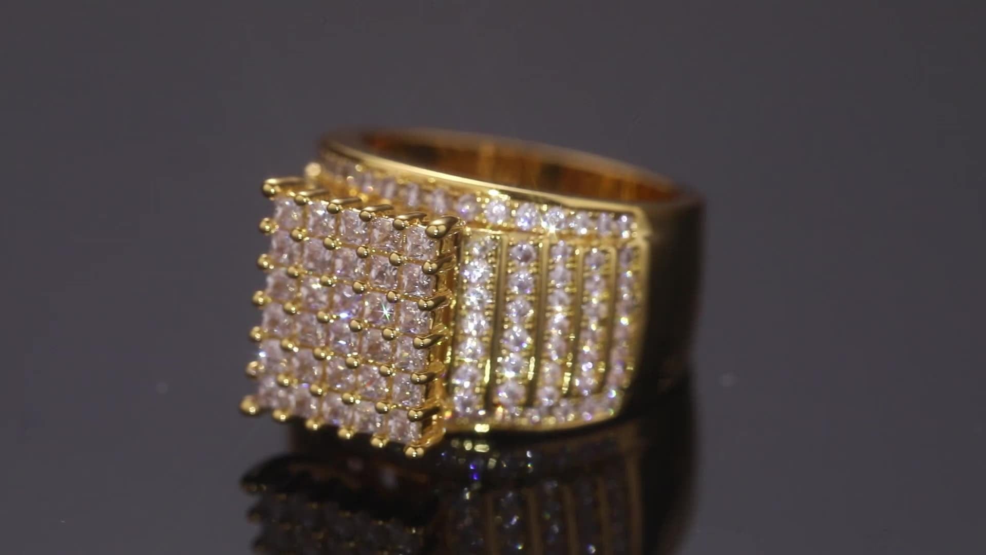 Rings 18K Gold Plated  Hip Hop Ring - Zircon Diamond