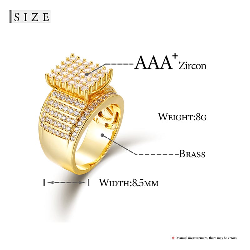 Rings 18K Gold Plated  Hip Hop Ring - Zircon Diamond