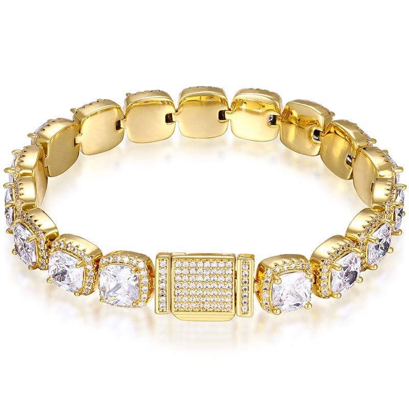Rings 20cm / Gold 10mm Gold Plated Zircon Tennis Bracelet Iced Out Gemstone Bracelet