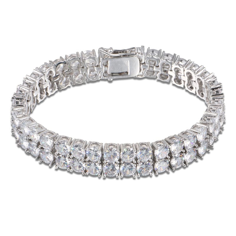 Rings 21cm / Silver Gold Filled 10mm 2 Row Zircon Diamond Women's Tennis Chain Bracelet
