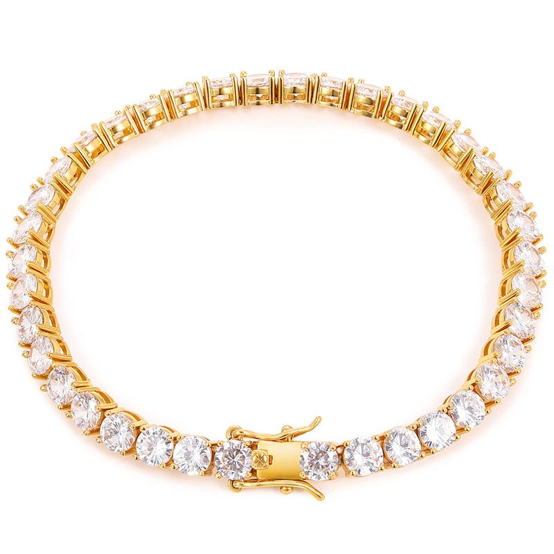 Rings 6inches / Gold 925 Sterling Silver Tennis Chain Bracelet- VVS Moissanite Diamond