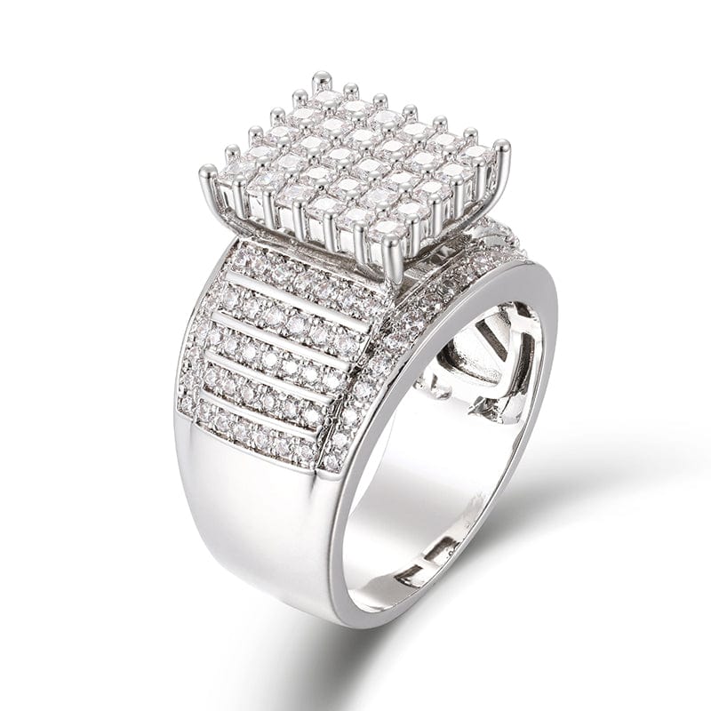 Rings 7 / Silver 18K Gold Plated  Hip Hop Ring - Zircon Diamond