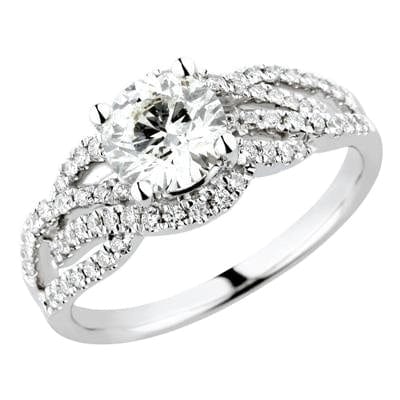 Rings Color 0 / Ring Size 0 18K  White Gold Diamond Engagement Mounting Ring For Female