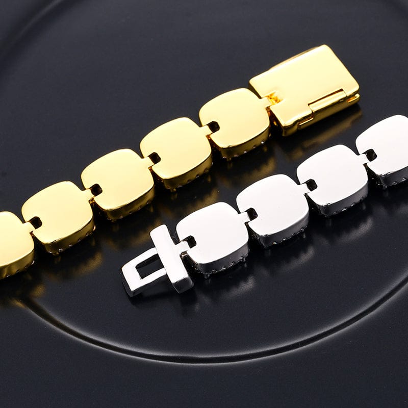 Rings Hip Hop Jewelry 18K Gold Plated Geometric Square Zircon Tennis Bracelet