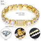 Rings Hip Hop Jewelry 18K Gold Plated Geometric Square Zircon Tennis Bracelet