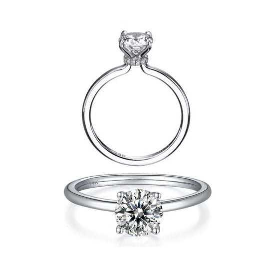 Rings Solid Gold - 1.0 Carat Moissanite Diamond Engagement Wedding Rings