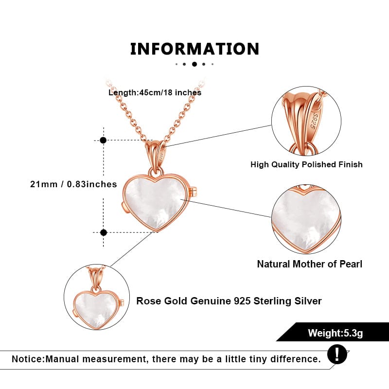 Rose Gold Plated Heart Pendants -  925 Sterling Silver Necklaces