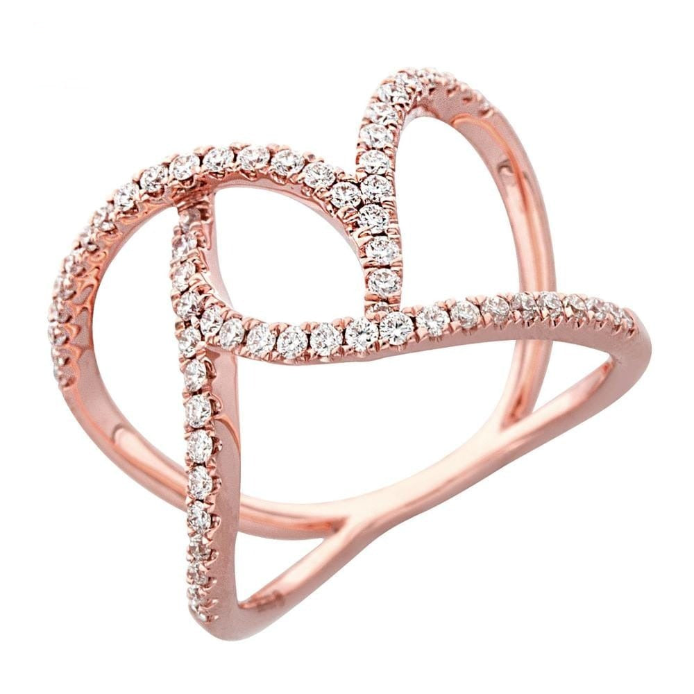 Shining 18K White Gold 18K Yellow Gold 18K Rose Gold Diamond Fashion Ring For Girl