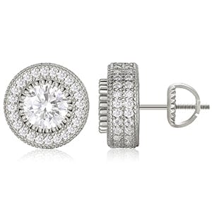 18K Solid Gold Plated Stud Earring - VVs Moissanite Diamond Studs Earrings Hiphop Jewelry