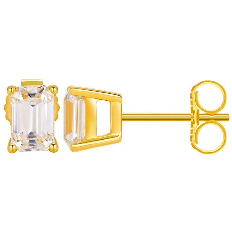 Silver 925 Silver Stud Earrings - Emerald Cut - D 0.7ct VVS Moissanite Diamond