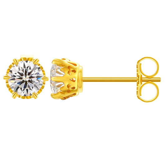Silver 925 Sterling Silver Stud Earrings - 0.5ct VVS Moissanite  Diamond