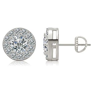 Silver 925 Sterling Silver Stud Earrings - Micro Pave Moissanite  Diamond
