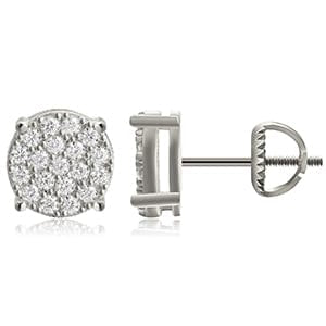 Silver 925 Sterling Silver  Stud Earrings - Rhodium Plated