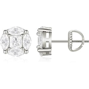 925 Sterling Silver Hiphop Stud Jewelry -  VVS Moissanite Diamond Studs Earrings