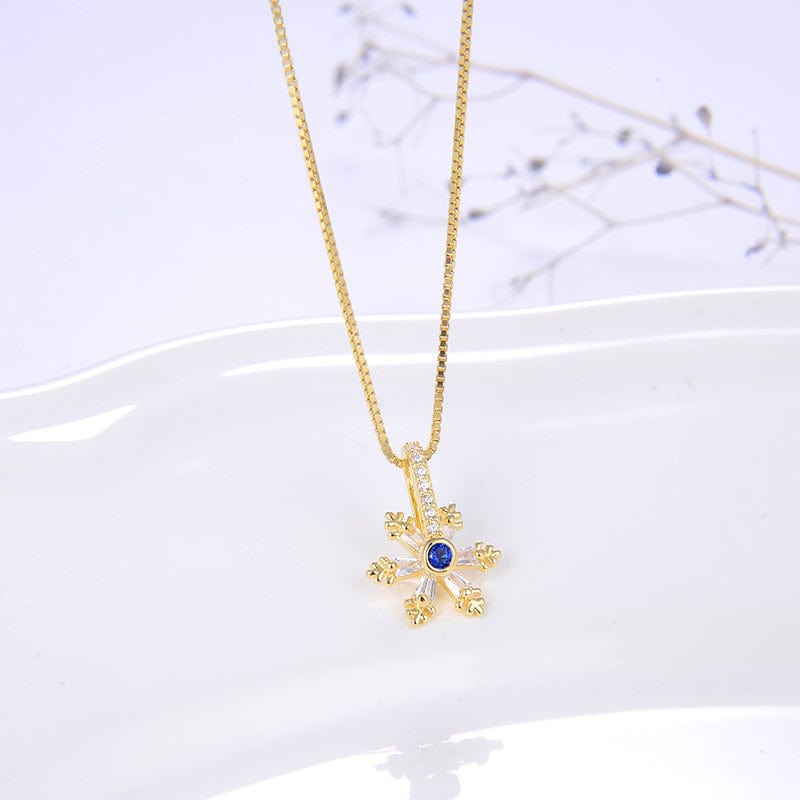 Snowflakes  925 Sterling Silver Necklace - Gold Plated  Jewelry