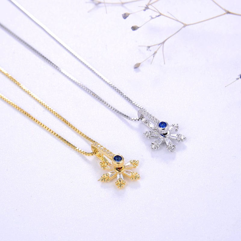 Snowflakes  925 Sterling Silver Necklace - Gold Plated  Jewelry