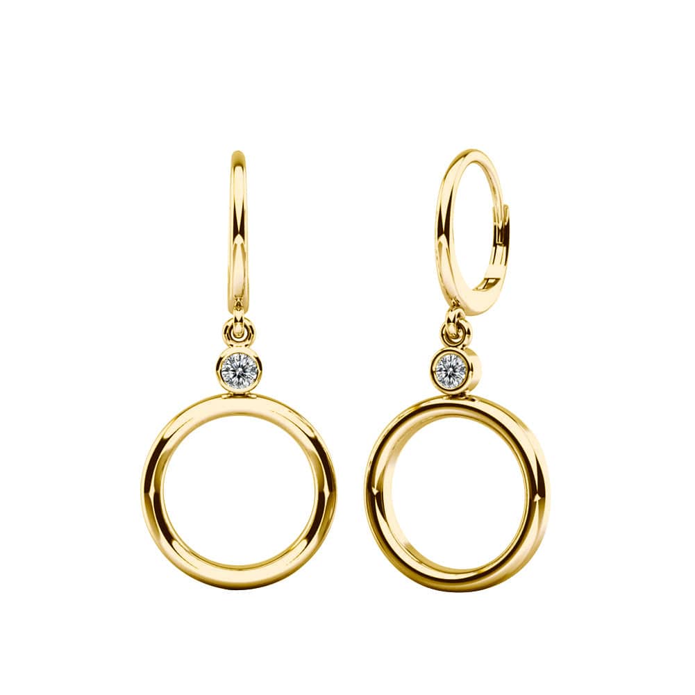 Solid Gold Jewelry - Aretes Elegant Moissanite Hoop Circle Earrings