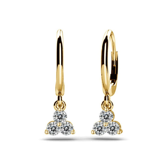 Solid Gold Jewelry - Hoop  Moissanite Dangle Earrings
