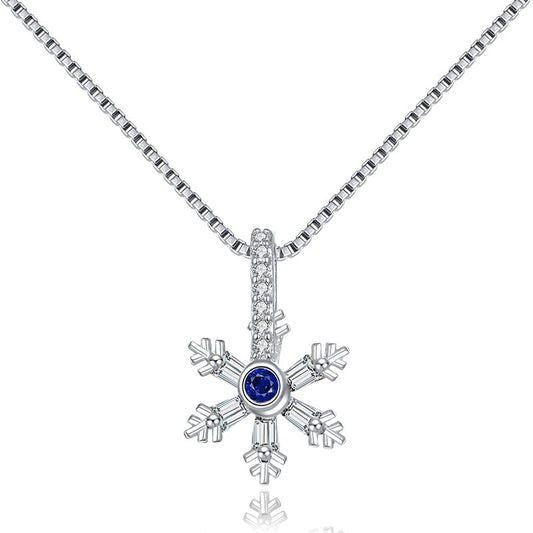 White / 18inches Snowflakes  925 Sterling Silver Necklace - Gold Plated  Jewelry