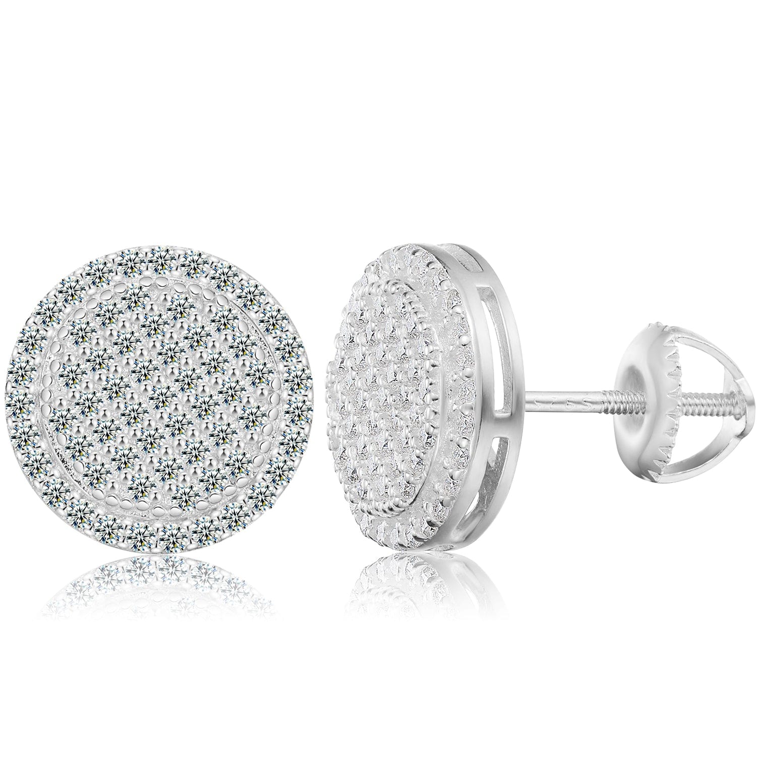 White Gold 18K Gold Plated Iced Out Stud Earrings - VVS Moissanite Diamond