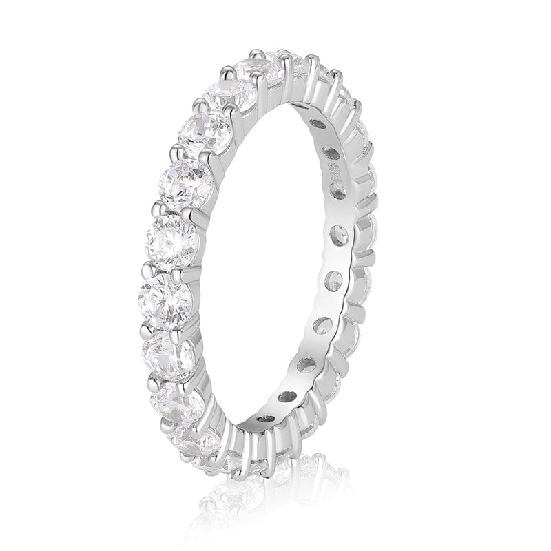 White Gold / 8 925 Sterling Silver  Engagement Ring - 3mm VVS Moissanite Diamond