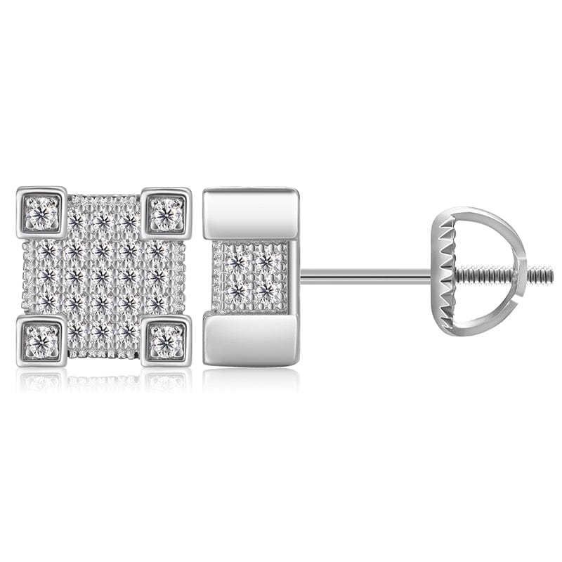White Gold Gold Plated Stud Earring - 925 Sterling  Silver - Iced Out VVS Moissanite Diamond