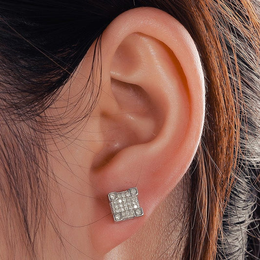 Gold Plated Hip hop Stud Earring -  VVS Moissanite Diamond Studs Earrings