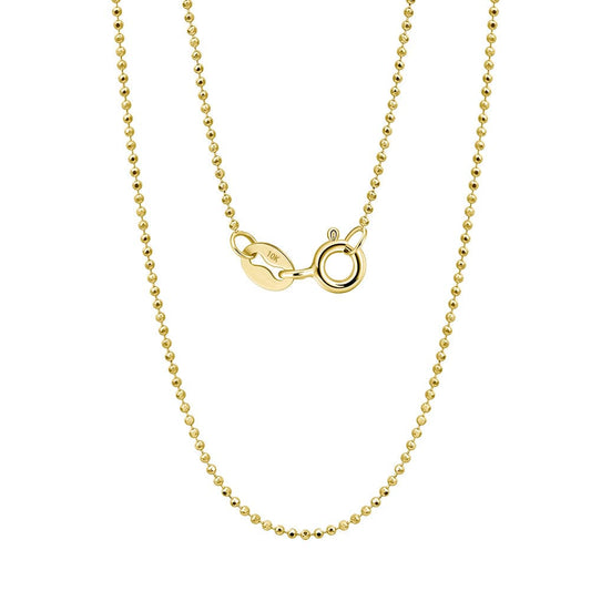 0K Solid Gold Necklace - 1.0mm Diamond-Cut Bead Chain