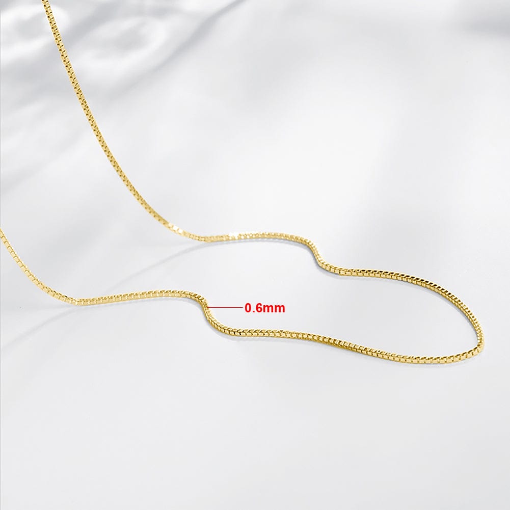 10K Solid  Gold Plain Necklace  - 0.6mm Diamond Cut Box Chain