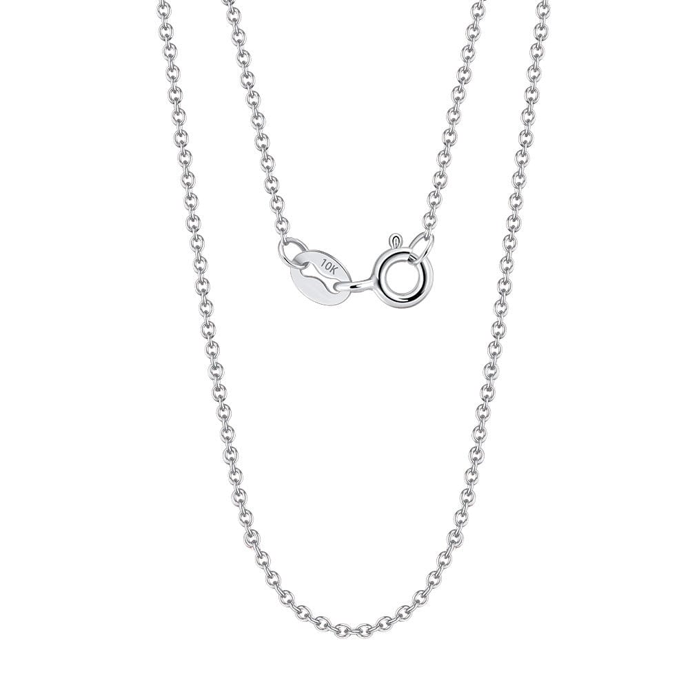 10K Solid White Gold  - 1.0mm Cable Chain Necklace